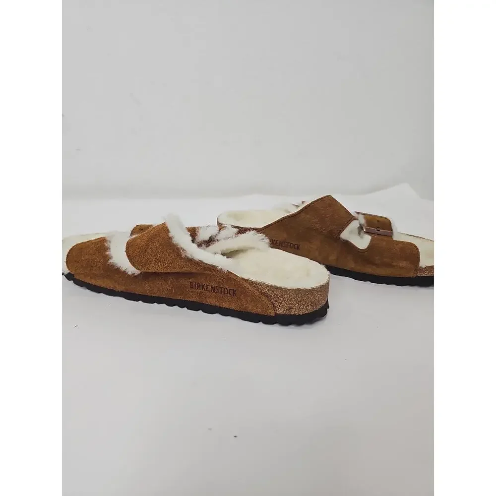 Birkenstock Arizona Shearling Suede Buckle Sandals Size 38/ 7
